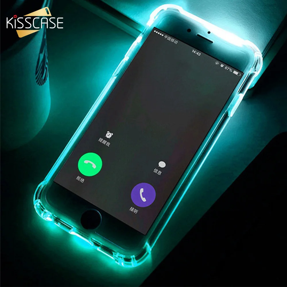 KISSCASE модный светодиодный чехол для iPhone 5 5S SE телефона 6 6S 7 8 Plus X Роскошный с