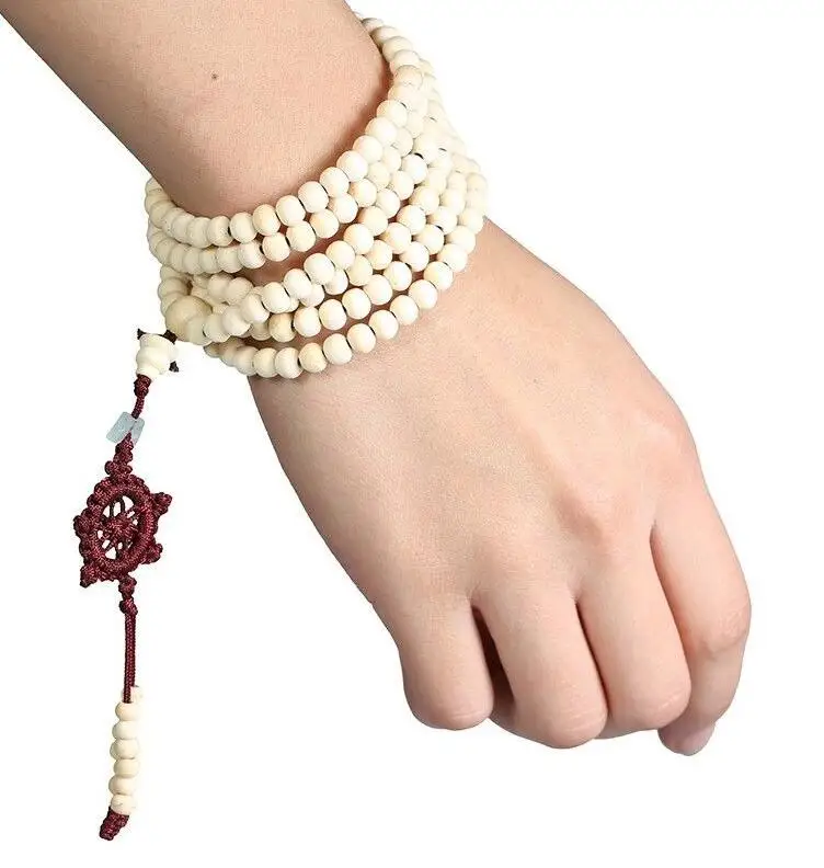 6mm White Sandalwood bracelet Monk energy Wristband natural Veins yoga mala chain Hot Chakas Fancy Healing pray Wrist Unisex | Украшения и
