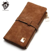 2021 New Fashion Women Wallets Drawstring Nubuck Leather Zipper Long Design Purse Two Fold More Color Clutch