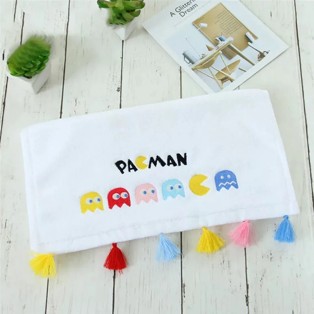 Turetrip Мягкое хлопковое полотенце 35х75см Pacman вышитое для лица ванны милое салона