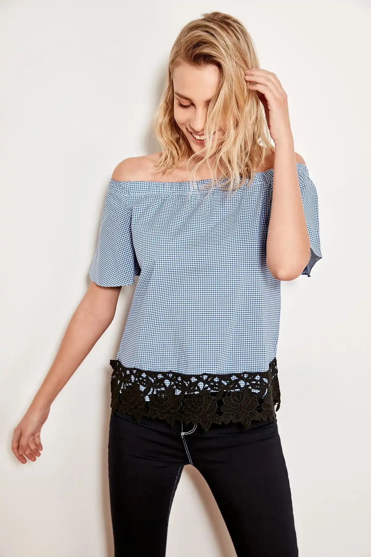 Trendyol Blue Lace Detail Blouse TWOSS19WO0010 | Женская одежда