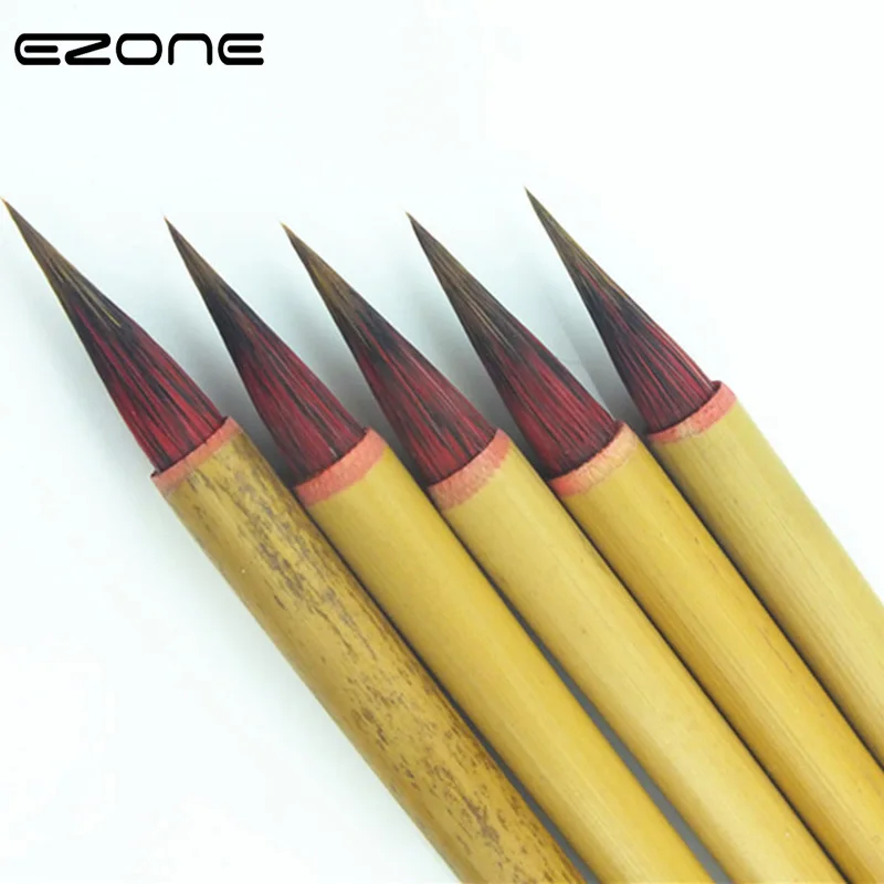 

EZONE 1PC Writing Brush For Ink painting Bamboo Handel Wool Hair Hook Line Brush For Chinese Calligraphy Practice Student Supply