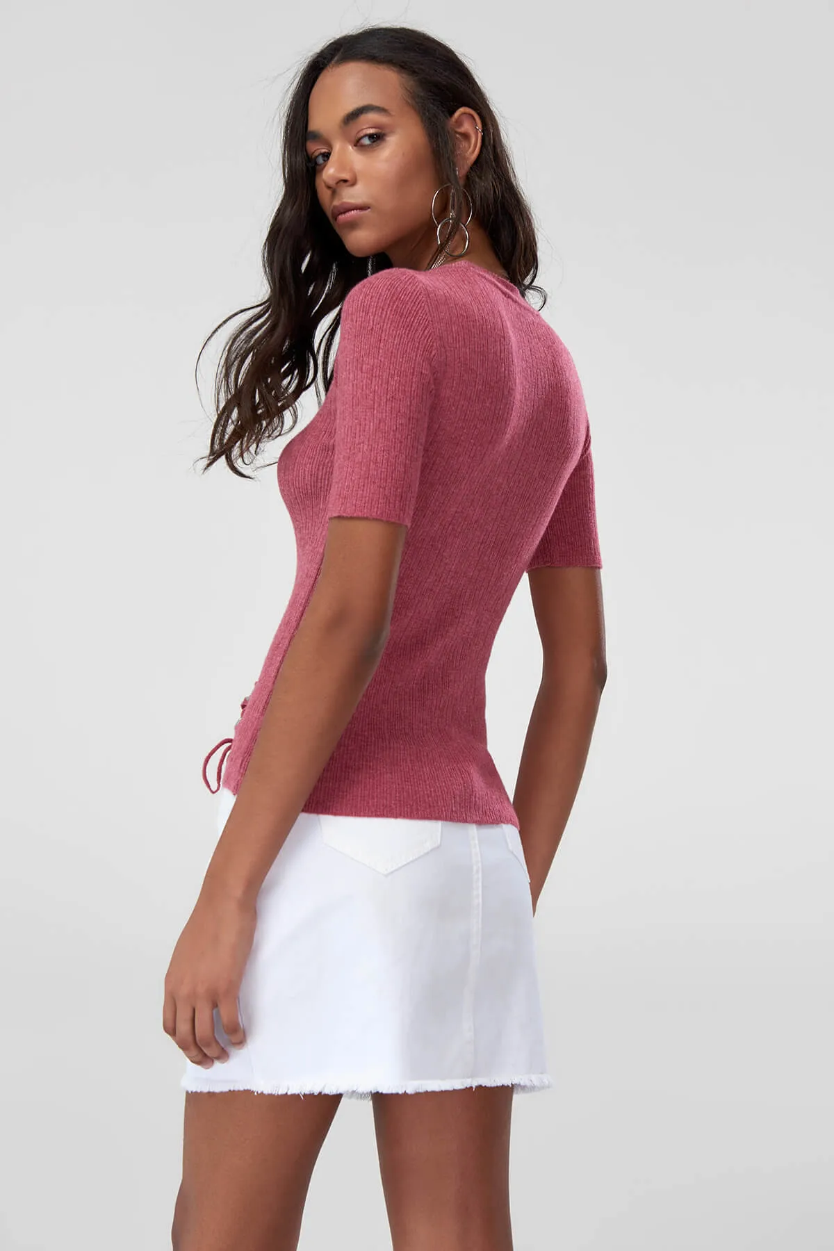Trendyol Red Short Sleeve Sweater Tops TCLAW18MY0086 Eyelet Detail |