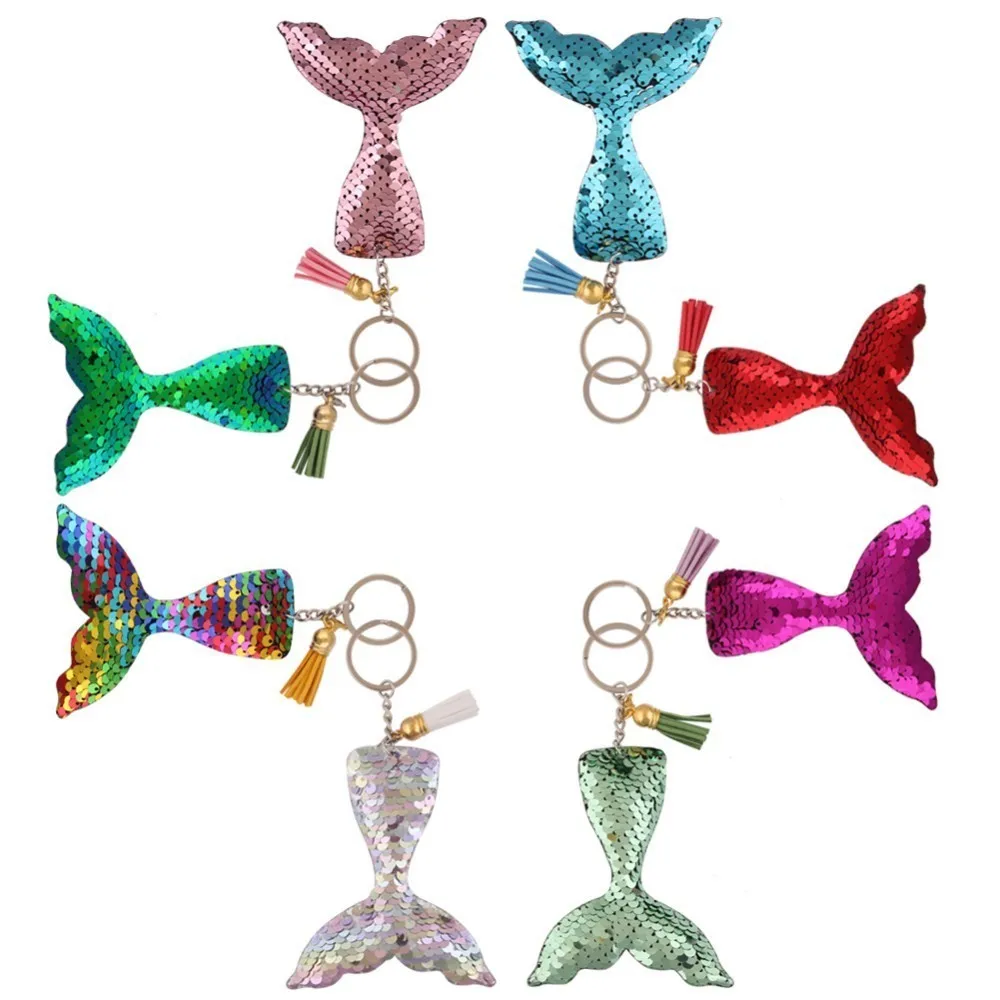 

1pc Multicolor Sequins Mermaid Keychain for Kids DIY Mermaid Keychain Charms Keyring Pendants Jewelry Accessories
