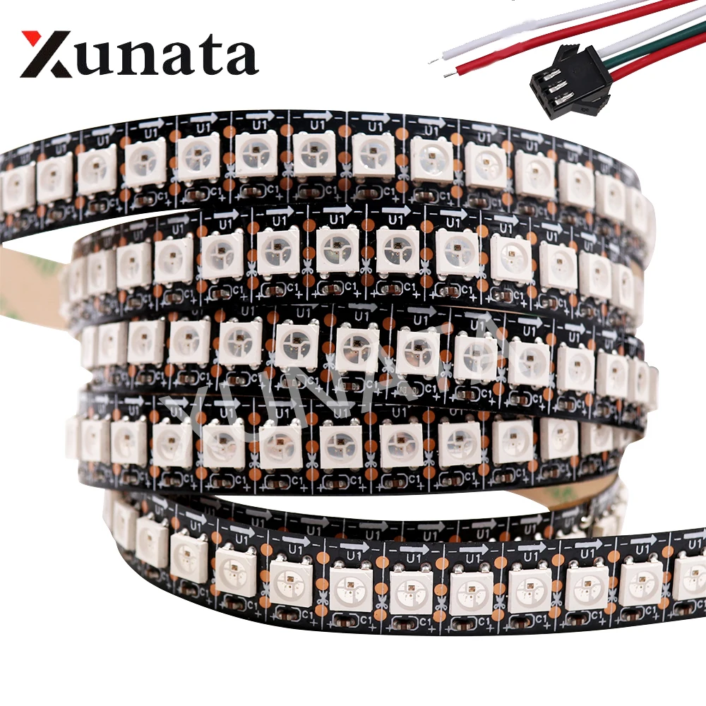 DC5V WS2812B Светодиодные ленты 30 60 74 96 144 светодиодный s/m Smart pixel Газа WS2812 IC IP30/IP65/IP67 1 m 2 4 5