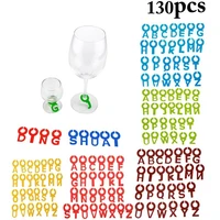 130pcs multicolor silicone alphabet wine glass marker creative coffee tea wine glass recognizer label barware wine glass charms