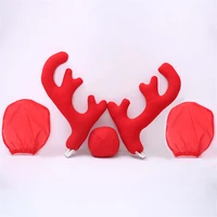 new car decoration big reindeer antlers nose mirror cover for home party decoration car van christmas festival supplies