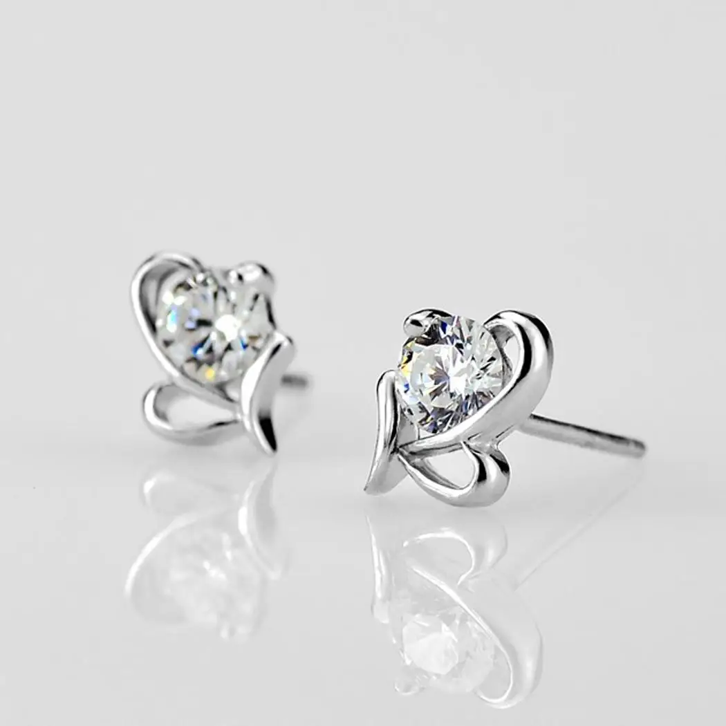 Форма лук шпилька вкладыши Push пирсинг Для женщин серьги Назад серебристыми