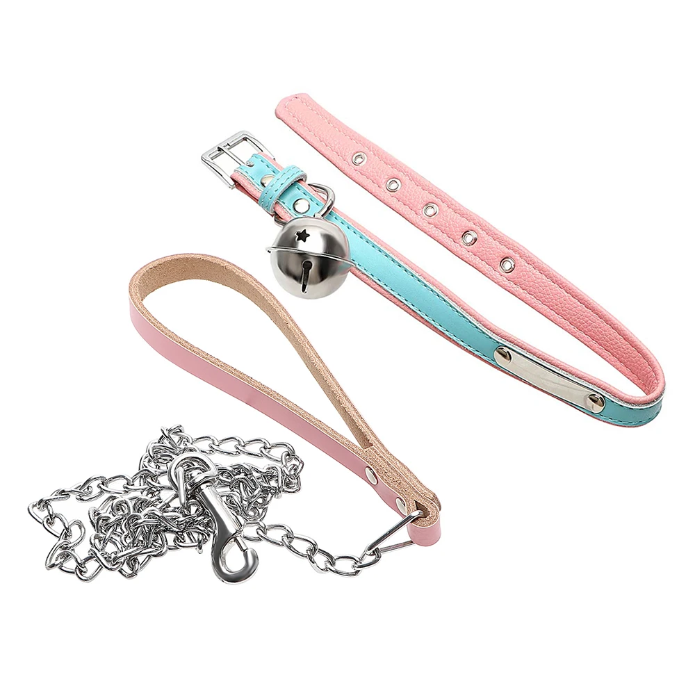 Оло собака колокольчики шейный ремень из искусственной кожи Slave ошейник SM