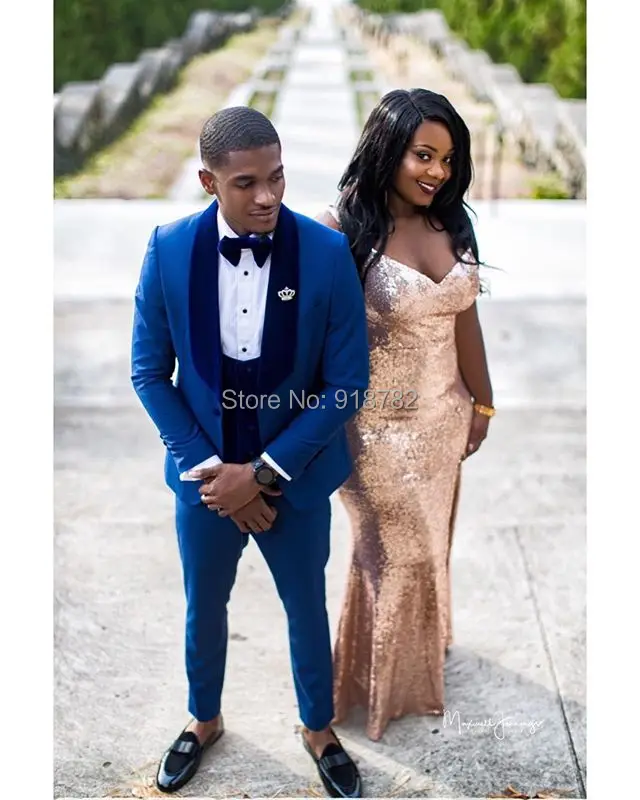 

Costume Homme Terno Masculino Slim Fit 2019 Custom Made 3 Piece Suits Men Blue Formal Tuxedo Best Man Groom Suits Wedding Suit