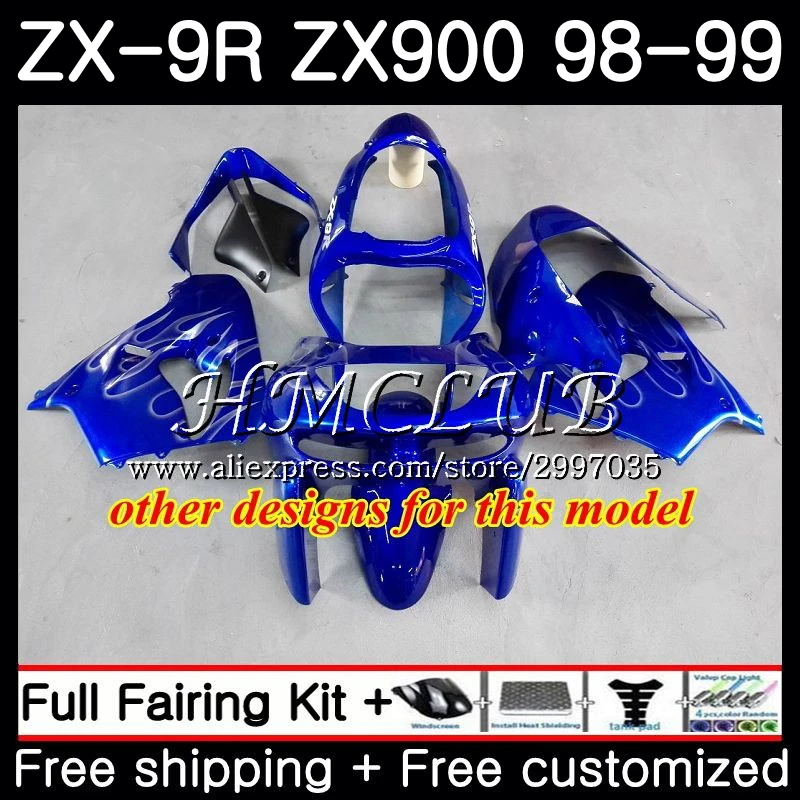 Корпус для KAWASAKI NINJA ZX 900 красное пламя ZX900 ZX9 R ZX-9R 1998 1999 65HC.17 9 900CC ZX9R 98 99 9R комплект