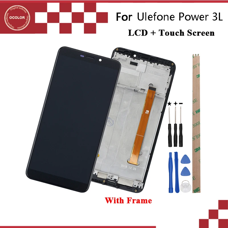Цветной для Ulefone Power 3L ЖК-дисплей и сенсорный экран с рамкой 6 &quotдля замена экрана +