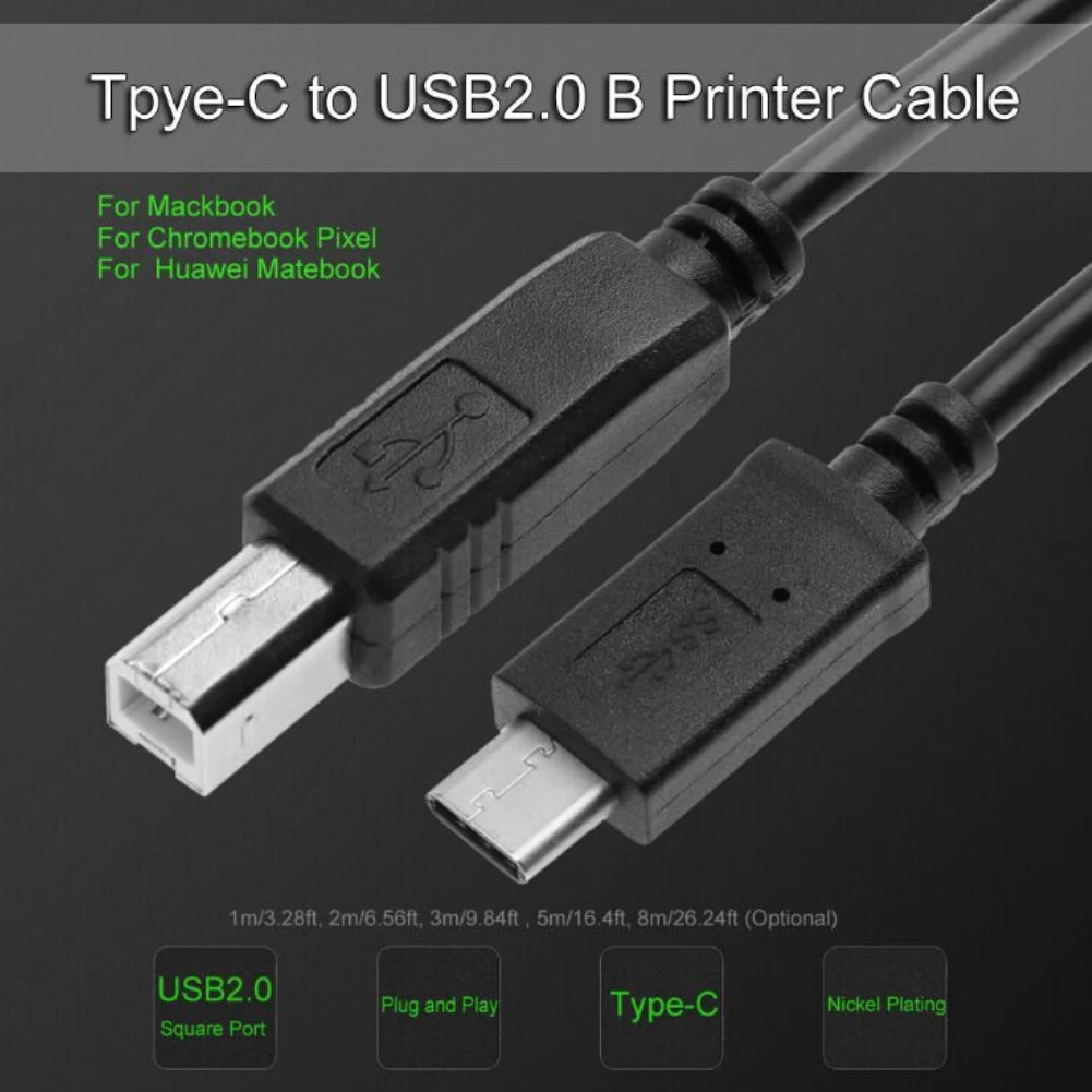 USB Высокоскоростной 1 м/2 м/3 м/5 м/8 м 3 Type C к 2 0 B принтер кабель удлинитель адаптер