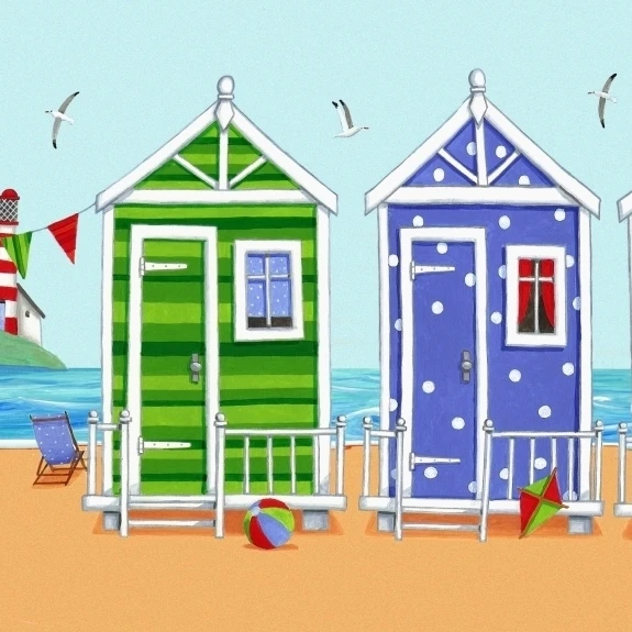 Пляжные хижины постер печать Питера Эддерли (12x7)| |