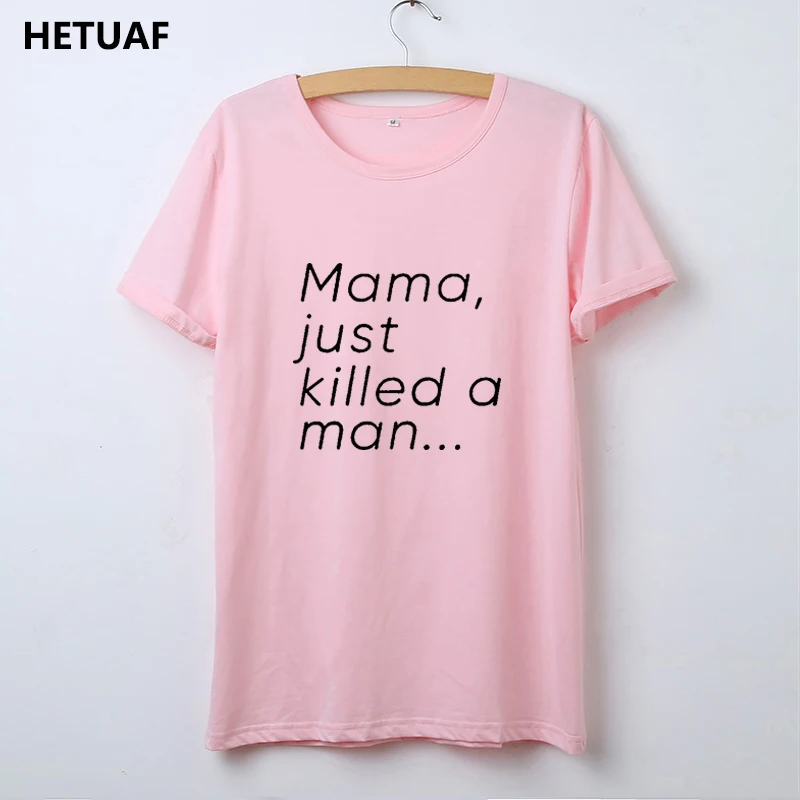 HETUAF забавная Футболка с принтом для женщин I Love Mama просто убило в стиле панк-рок