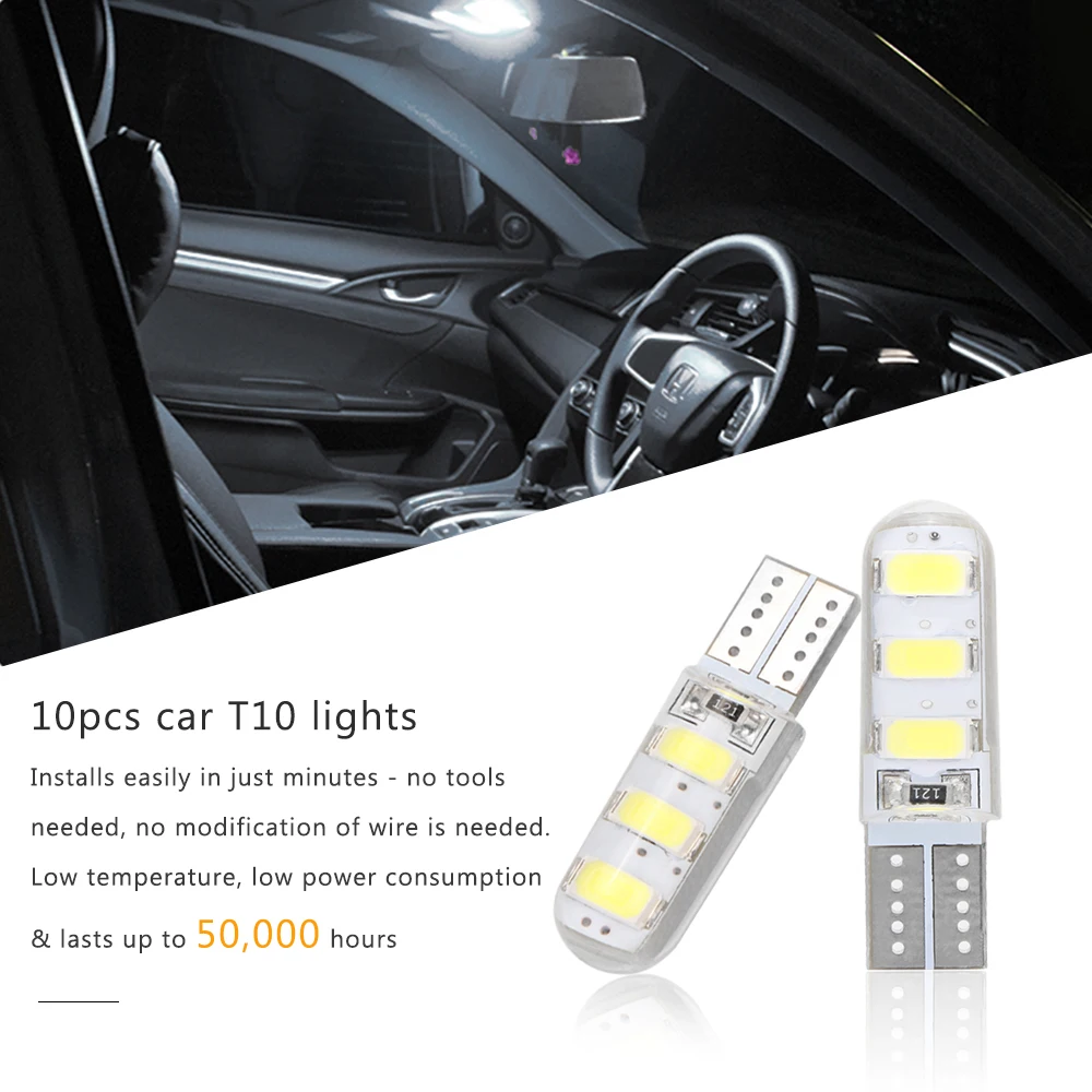 10 шт. автомобиль T10 W5W 168 194 3W 6 светодиодный Ширина светильник Лампы для чтения фонарь освещения номерного