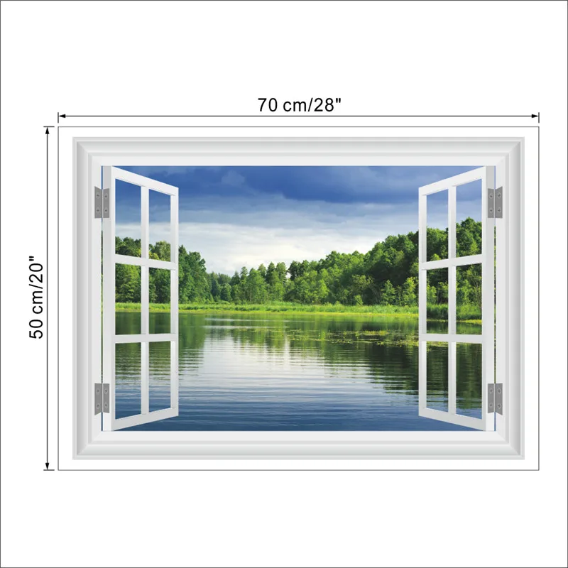 Natural Forest Tree Wall Sticker Living Room Bedroom TV Background Sofa home Decor 3D Window Decals Mural Poster | Дом и сад