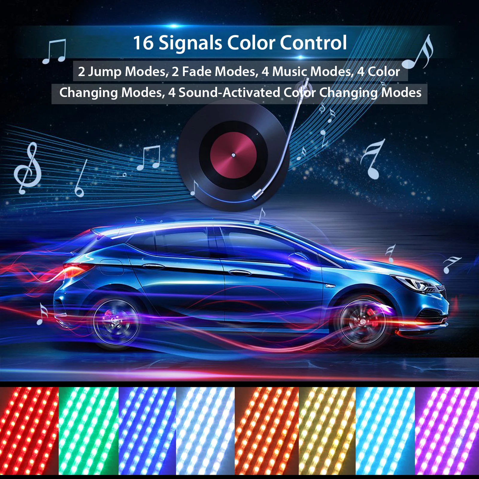 Светодиодная лента для салона автомобиля 6 шт. 12 В RGB ДХО музыка/ИК контроль авто