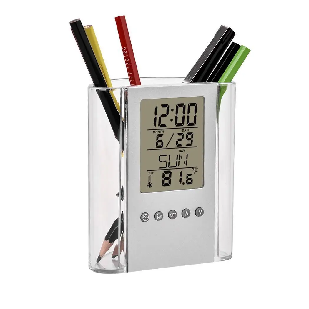 Multi function Прозрачный Электронный будильник с подсветкой держатель для офисной