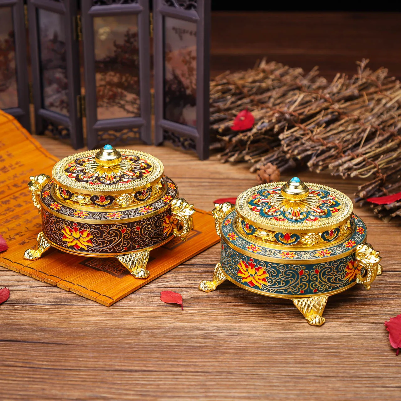 Высокая 38 см семейное богатство компании Fengshui набор и расположение Пять способов богатства бог ремесла в чистой меди бассейна Jubao
