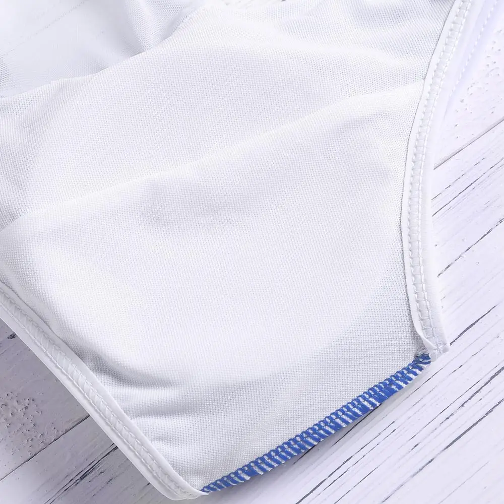 2019 Sexy Women Swimsuits Bikinis Scoop Neck Mesh Spliced Color Blocking Padded Female Swimming Bikini Set Beach Bathing Suit |