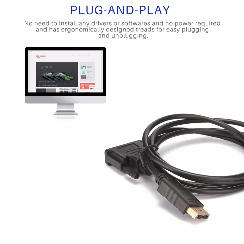 Порт дисплея Powstro 1 8 м/6 футов кабель 1080P к DVI D Штекерный Кабель адаптер для Lenovo Dell HP
