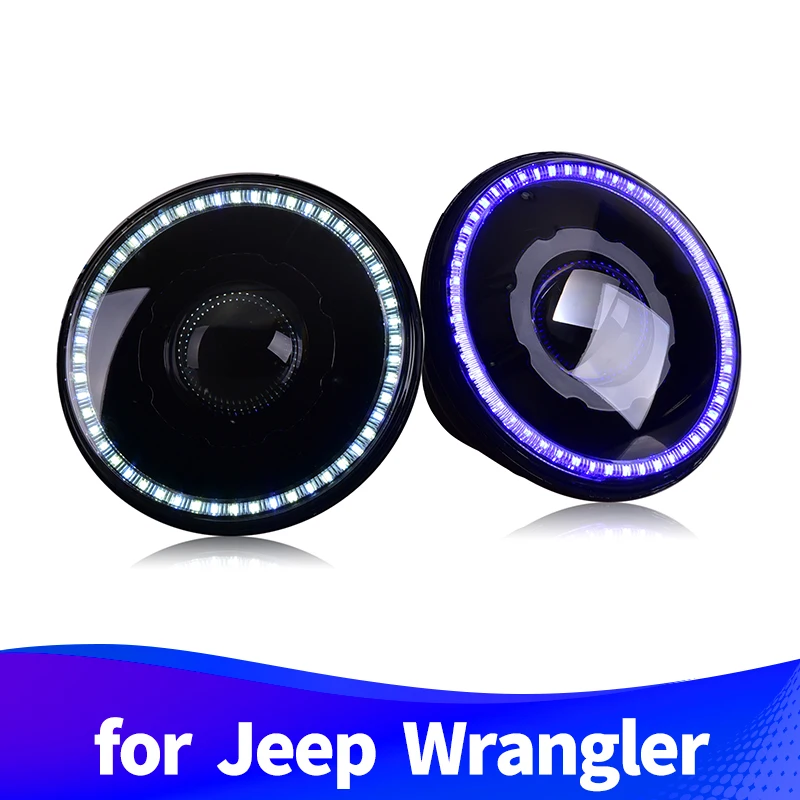 Headlight Assembly for Jeep Wrangler LED Halo DRL withe daytime running light or blue | Автомобили и мотоциклы
