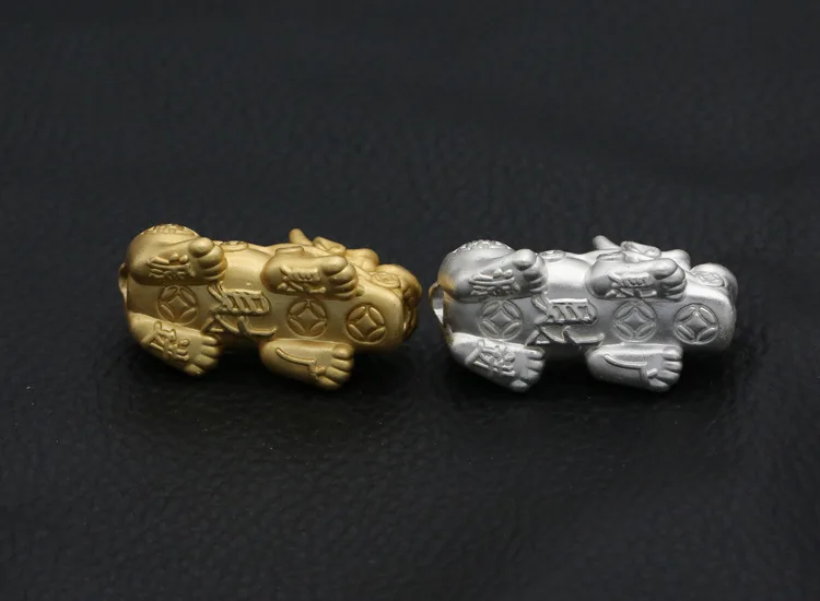 3D 100% 999 серебряные бусины Pixiu настоящие из чистого серебра Fengshui Lucky бусы с