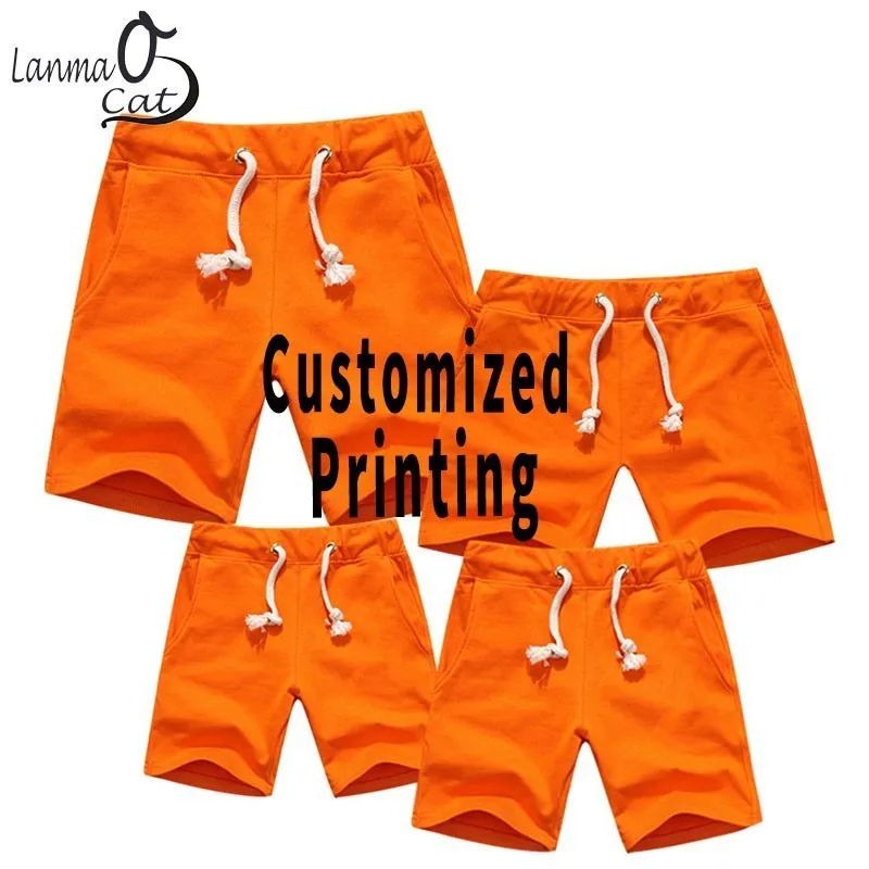

Lanmaocat Matching Family Outfits Boy Girl Cotton Summer Shorts Custom Cotton Shorts For Men Women Kids Sportswear Free Shipping