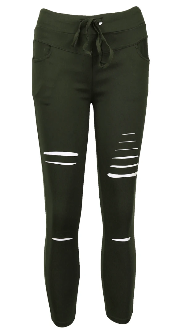 Модные новые женские эластичные рваные узкие джинсовые джеггинсы Thefound с высокой