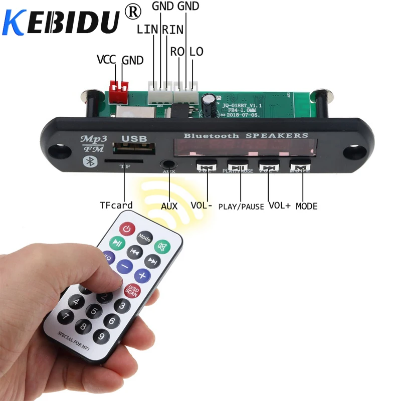 Автомобильный USB Bluetooth MP3 WMA декодер KEBIDU плата музыкальный аудио модуль 5 в 12 В