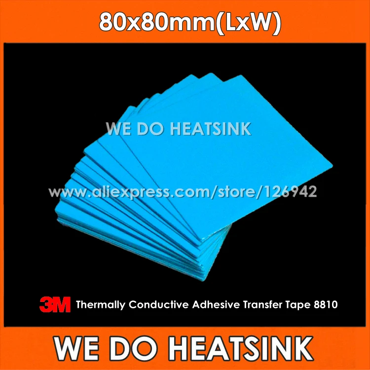 High Performance 80×80 Milímetros Termicamente Condutiva Acrílico Dupla Face Fitas Adesivas de Transferência Pads Azul 10 Pcs 3m 8810 Ventiladores e resfriadores