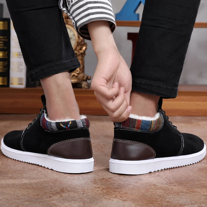 Audorci 2018 Winter Fashion Men Casual Shoes Man Comfortable Lace-up Shoe Male Outdoor Keep Warm Size 39-44 With Fur | Обувь