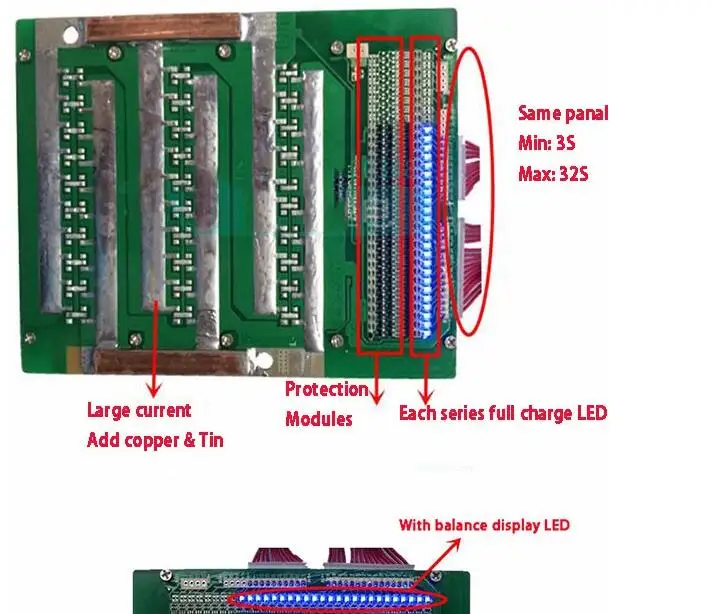 Литиевая батарея 16S 150A 48 в Li Ion Lifepo4 защита MOS board W сбалансированный светодиодный