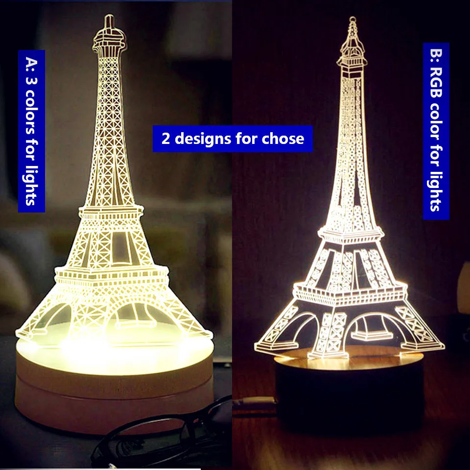 3D effiel башня USB светодиодный ночник настольная лампа usb светильник luz де noche