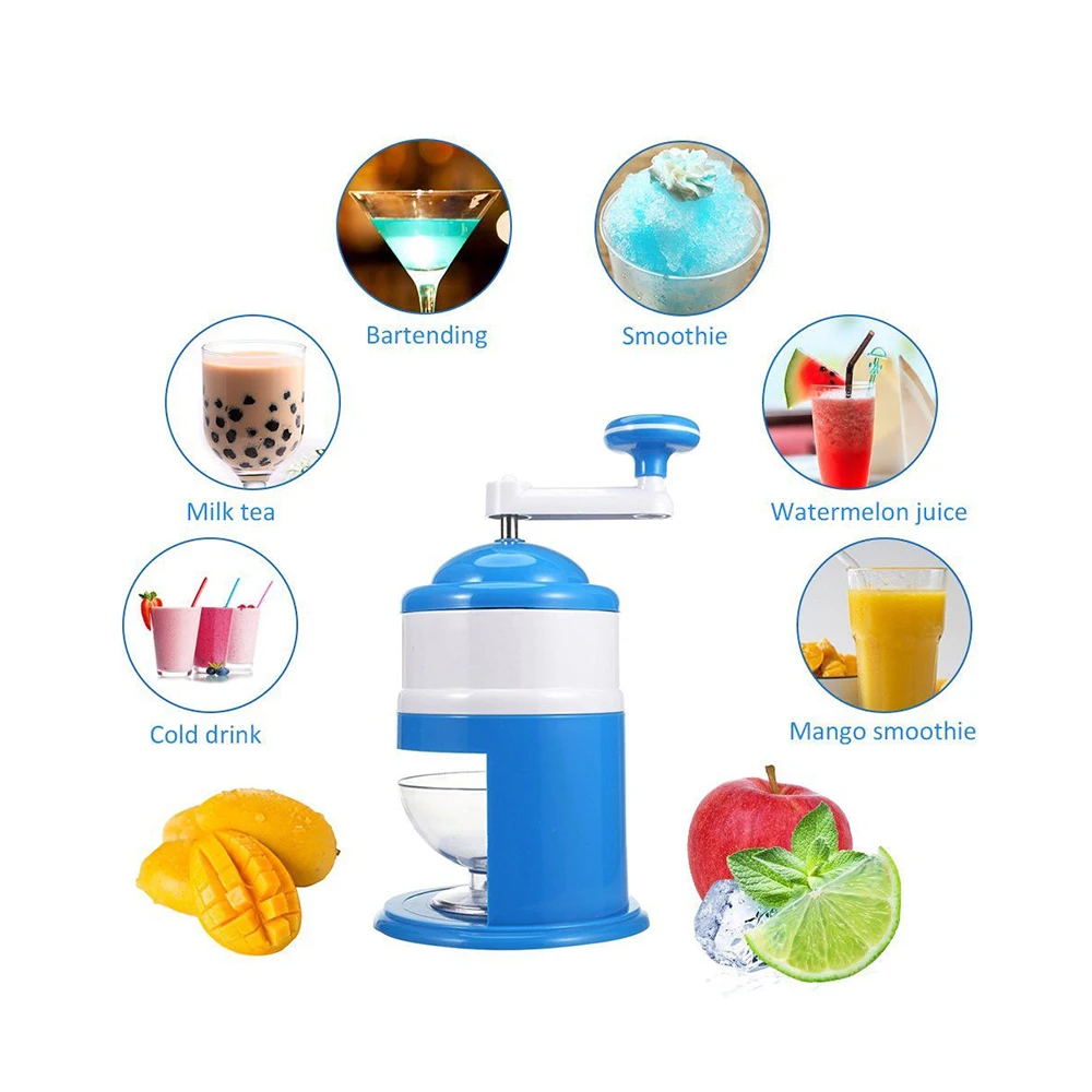 Household Manual Portable Ice Crusher Snow Cones Slushies Stainless Steel Shaved Machine Tools Handhold |