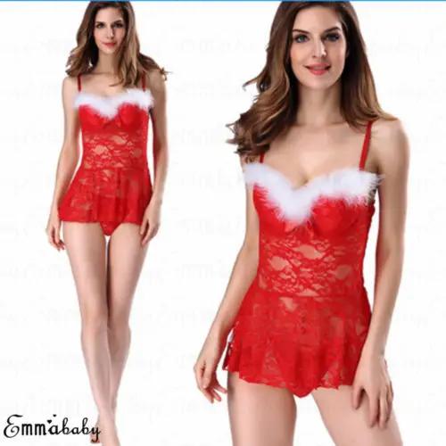 2018 Новое рождественское сексуальное женское белье Xmas Женское ночное Ночное