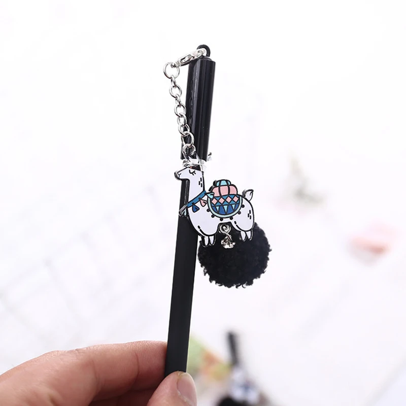 1 шт. Kawaii Плюшевые гелевые ручки милый Альпака подвеска Pens обычные для детей