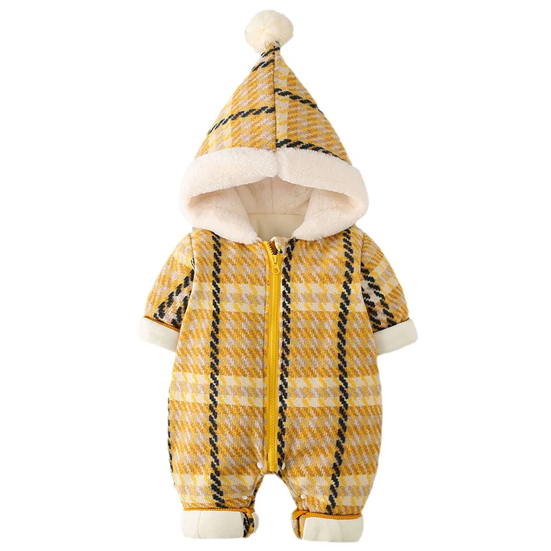 Newborn Infant Rompers 2018 Winter Baby Girl Boy Romper Jumpsuit Costume Kids Children Warm Thick Lattice Cotton Coats | Детская одежда