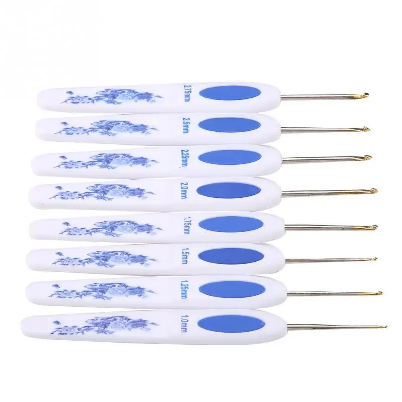 8pcs Porcelain Printing Handle Aluminium Crochet Hooks Needles Knitting Craft Yarn Sewing Tools | Дом и сад
