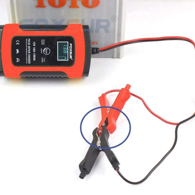 Foxsur 12V Универсальное зарядное устройство тип ремонта 12Ah 36Ah 45Ah 60Ah 100Ah импульсный