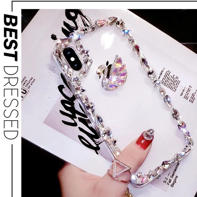 Блестящий прозрачный силиконовый чехол со стразами для Asus ROG Phone Zenfone 4 Max Plus ZC554KL