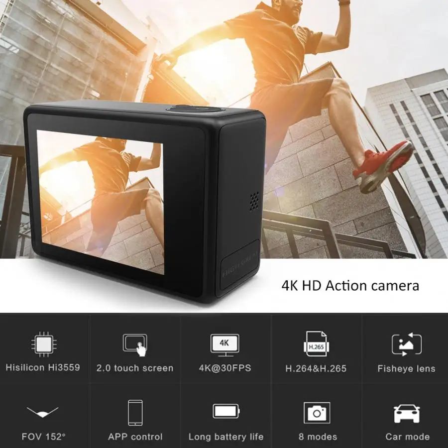 1 4K Ultra HD 2 0 ''сенсорный экран 30 м Водонепроницаемый Анти встряхивание камера