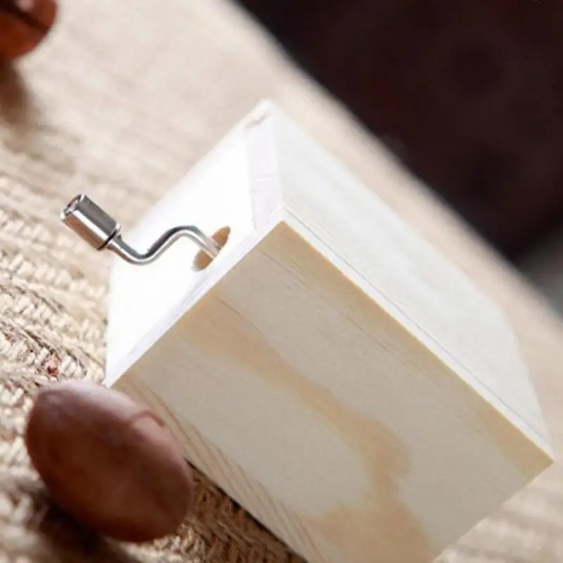 Деревянная мини музыкальная шкатулка DIY механическая рукоятка ремесло