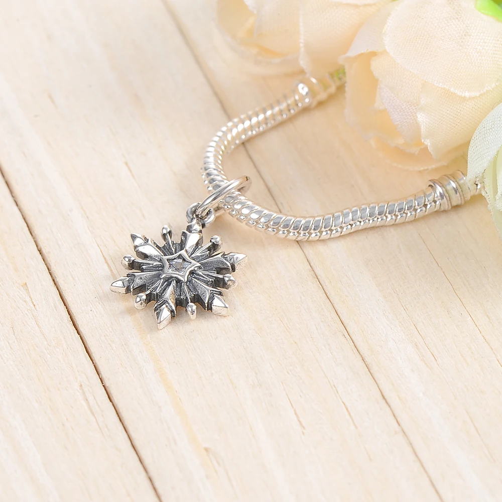Devolove Freeze Снежинка бисера Красивая подвеска серебряные бусины 925 пробы Fit Pandora