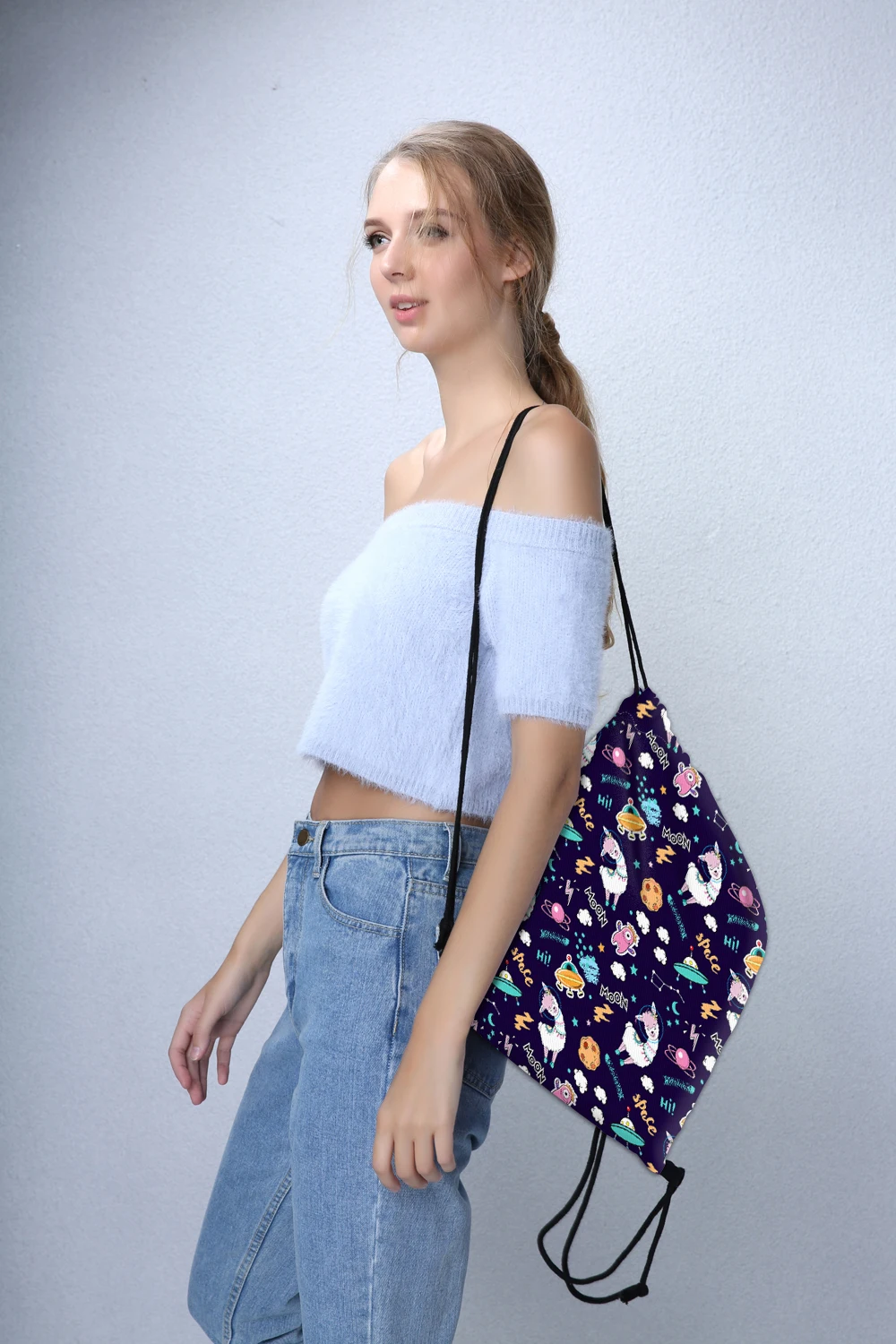 Deanfun водонепроницаемый рюкзак со шнурком печать Llama Galaxy Drawstring сумка логотип