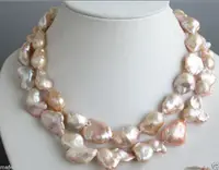 Large 15-23mm Pink Natural Baroque Freshwater Cultured Pearl Necklace 35" Long
