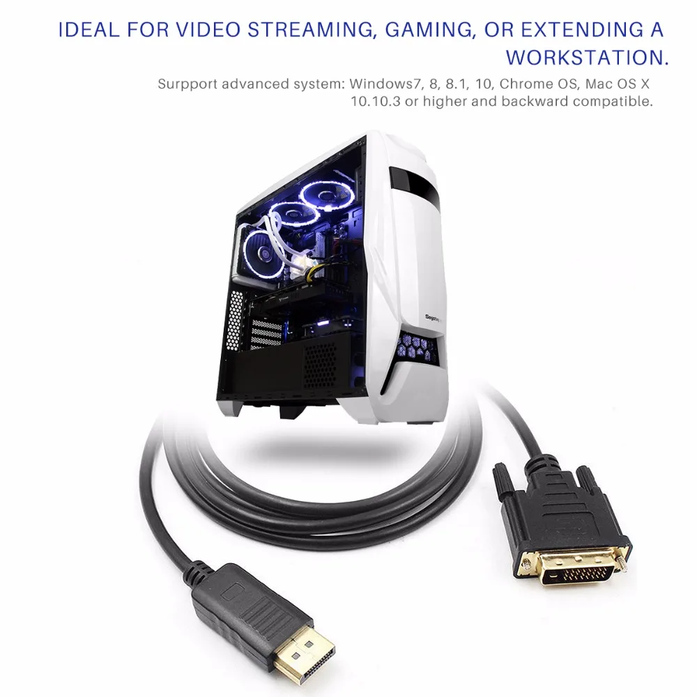 Порт дисплея Powstro 1 8 м/6 футов кабель 1080P к DVI D Штекерный Кабель адаптер для Lenovo Dell HP