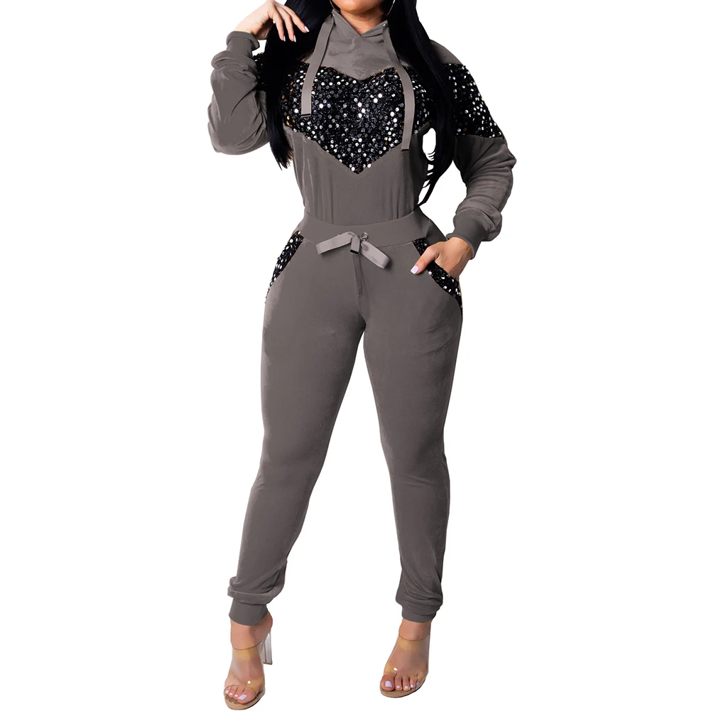 YJSFG домашний комплект из двух предметов с блестками женский спортивный костюм