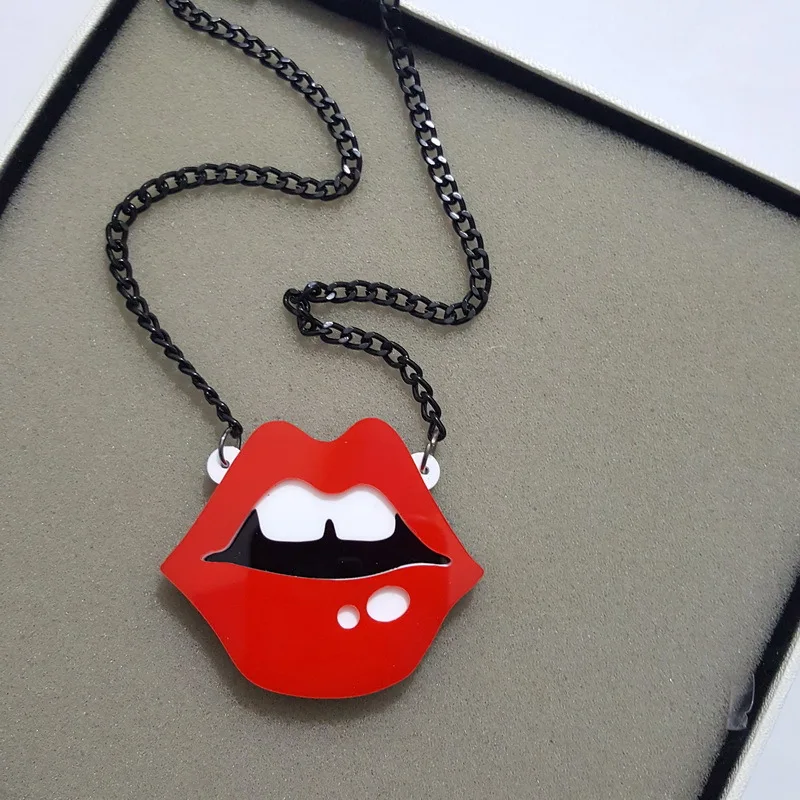 Крутые Клубные серьги Kawaii сексуальное тайское красное ожерелье в виде рта губная